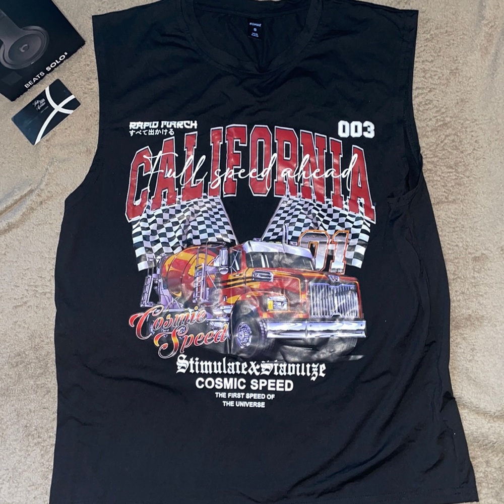 Romwe Tank Tee “Rapid March California”